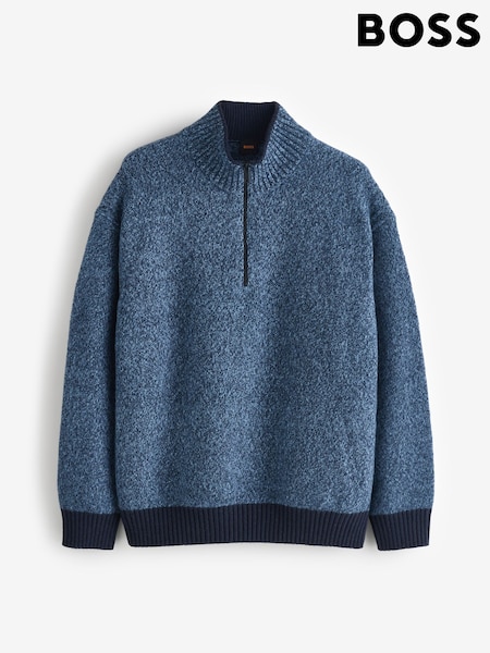 BOSS Blue Relaxed Fit Kobear Quarter Zip Jumper (W36771) | £199