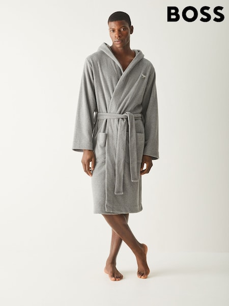 BOSS Grey Towelling Hooded Robe (W36780) | £139