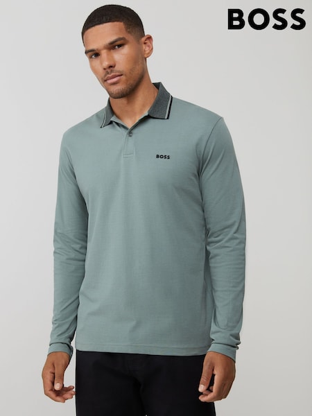 BOSS Green Regular Fit League Plisy Contrast Collar Polo Shirt (W36796) | £99
