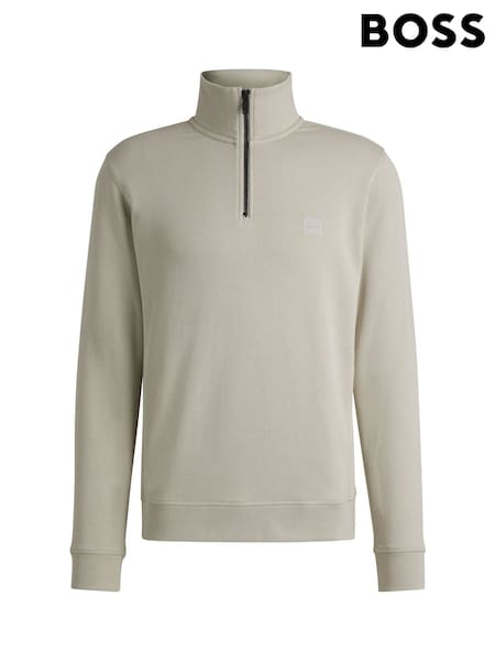 BOSS Natural Zetrust Logo Quarter Zip Sweatshirt (W36828) | £129