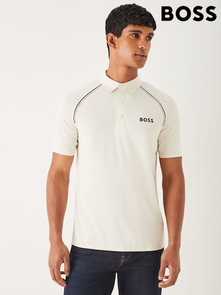 BOSS White Regular Fit Patteo Tech Logo Polo Shirt (W36907) | £139
