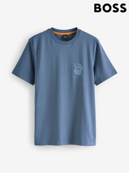 BOSS Blue Regular Fit Graphic Print Logo T-Shirt (W36916) | £45
