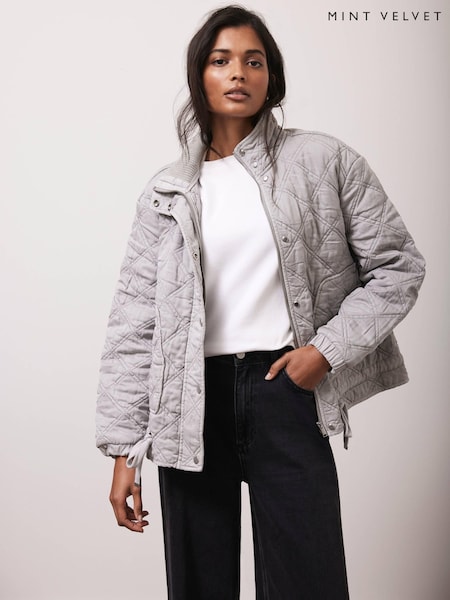 Mint Velvet Grey Washed Quilted Jacket (W36940) | £170
