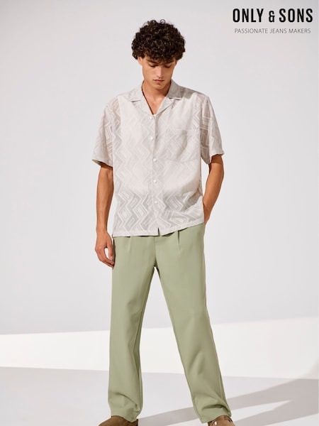 Only & Sons Grey Lace Texture Detail Shirt (W36995) | £30