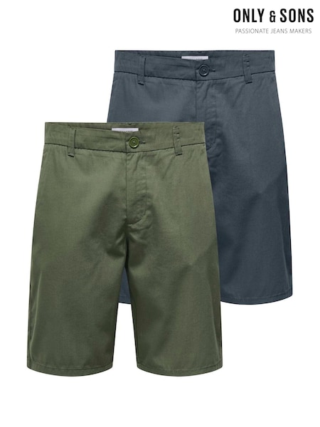Only & Sons Grey Chinos Shorts 2 Pack (W36997) | £36