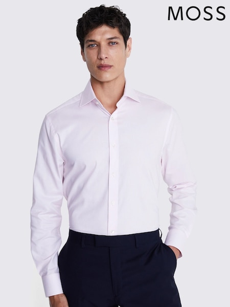 MOSS Pink Tailored Fit Dobby Stretch Shirt (W37273) | £40