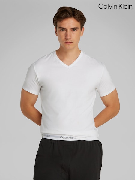 Calvin Klein White V-Neck Lounge T-Shirts 3 Pack (W37436) | £45