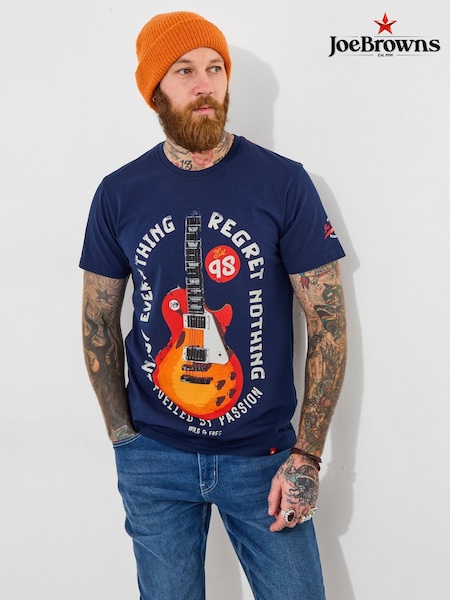 Joe Browns Blue 100% Cotton Bold Electric Guitar Graphic Short Sleeve T-Shirt (W37478) | £29