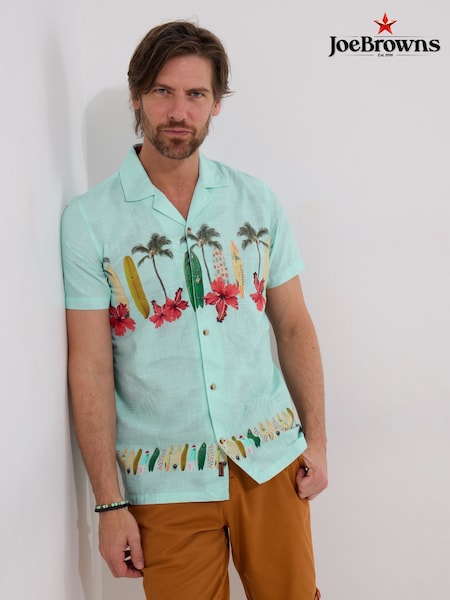 Joe Browns Blue 100% Cotton Surf Board Placement Print Short Sleeve Shirt (W37484) | £43