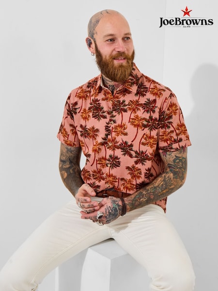 Joe Browns Pink Palm Tree Print Short Sleeve Shirt (W37486) | £43