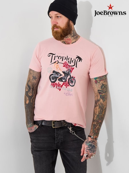 Joe Browns Pink 100% Cotton Pin-Up Motorbike Graphic T-Shirt (W37492) | £29