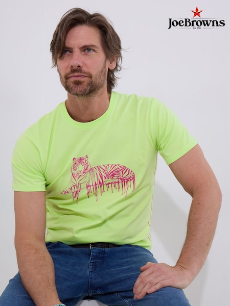 Joe Browns Green 100% Cotton Drippy Tiger Graphic Short Sleeve T-Shirt (W37496) | £29