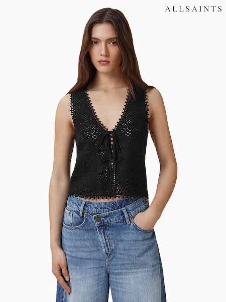 AllSaints Black 100% Cotton Waistcoat (W37531) | £129