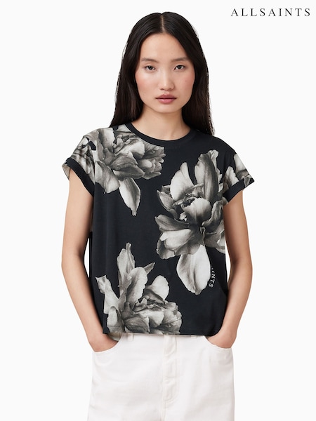 AllSaints Black Anna 100% Organic Cotton T-Shirt (W37534) | £55