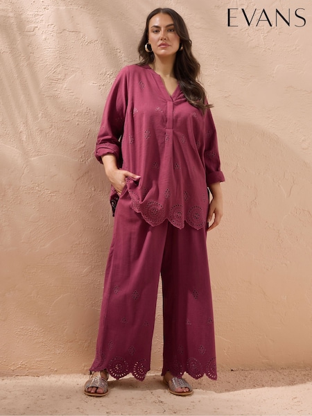 Evans Red Cutwork Trousers (W37568) | £47