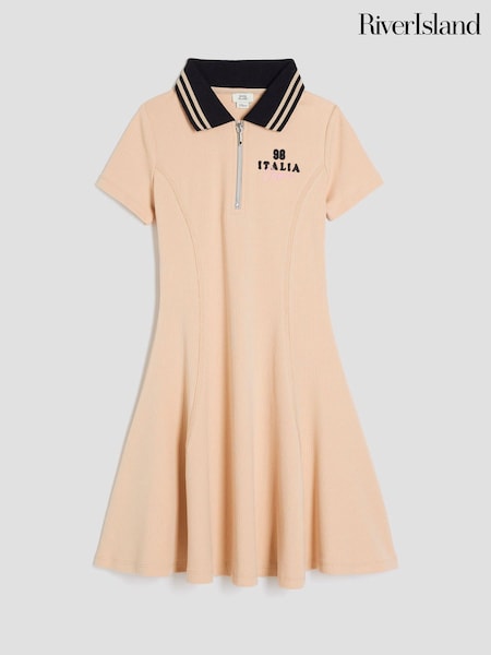 River Island Brown Girls Rib Zip Dress (W37588) | £21