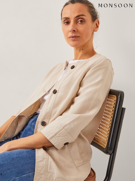 Monsoon Natural Dana Button Through Jacket (W37596) | £69