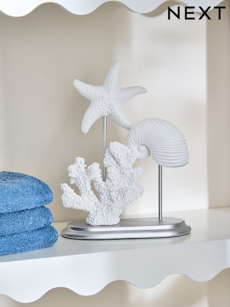 White Seashell Stand Bathroom Ornament (W37600) | £18