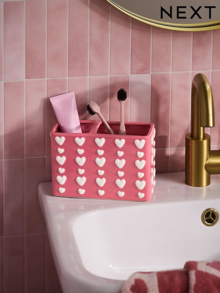 Pink Heart Toothbrush Tidy (W37606) | £14