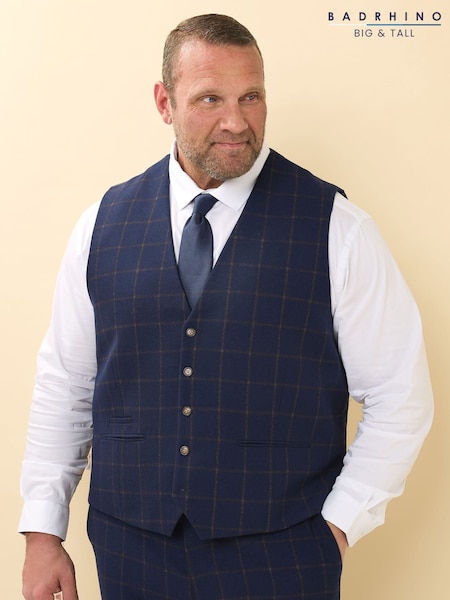 BadRhino Big & Tall Blue Tweed Waistcoat (W37666) | £60