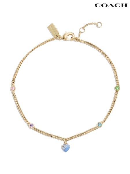 COACH Gold Tone Signature Heart Charm Anklet (W37689) | £95