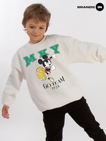 Brands In White Boys Disney Mickey Mouse Kicking Goals Sweatshirt (W37695) | £25