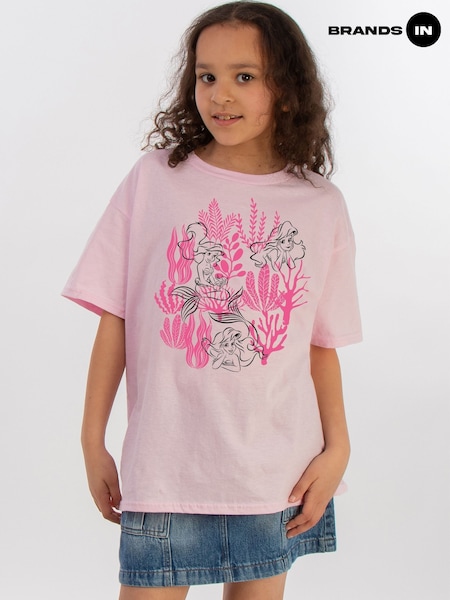 Brands In Pink Girls Disney Little Mermaid Corals 100% Cotton T-Shirt (W37762) | £18