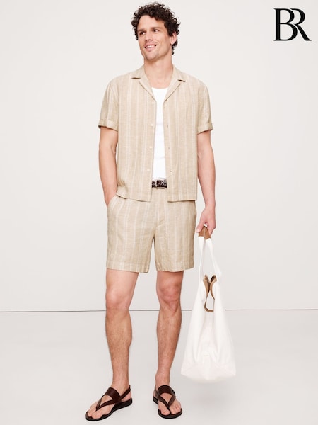 Banana Republic Beige 7" Stripe Linen-Viscose Shorts (W37914) | £70