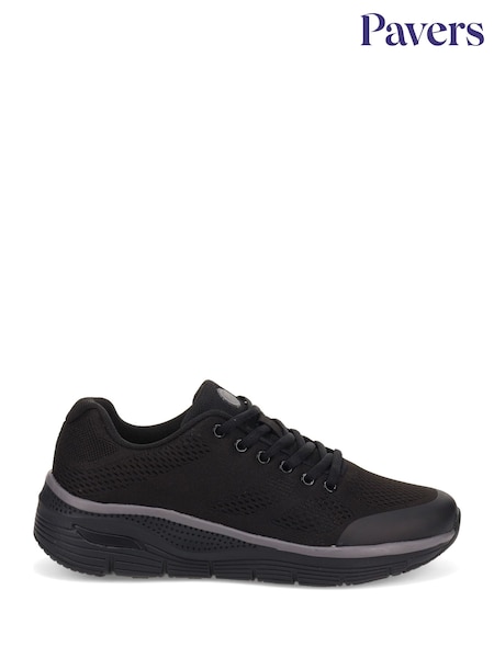 Pavers Black Wide Fit Breathable Trainers (W37926) | £40