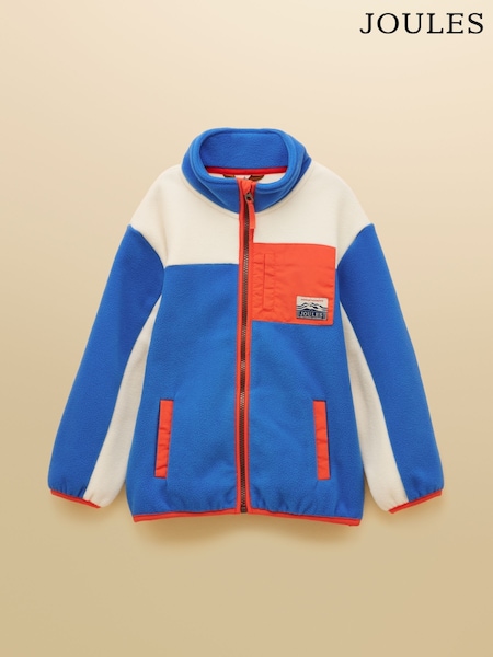 Joules Boys' Summit Blue & Cream Zip Up Polar Fleece (W37958) | £36 - £42