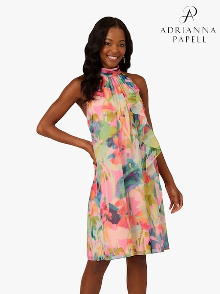 Adrianna Papell Pink Halter Sheath Short Dress (W38021) | £139