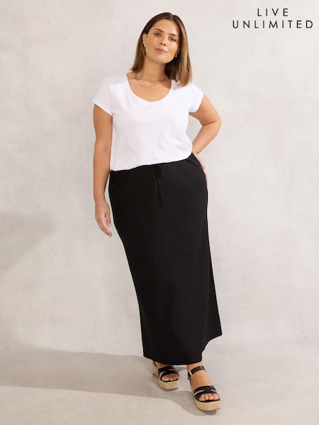 Live Unlimited Black Linen Blend Midaxi Skirt (W38057) | £59