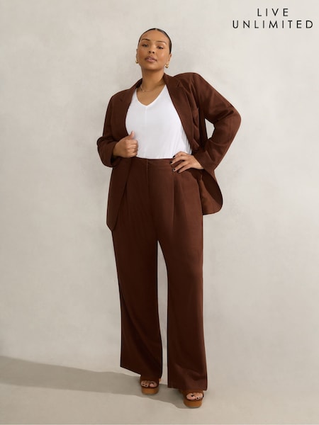 Live Unlimited Brown Curve Tailored Trousers (W38068) | £79
