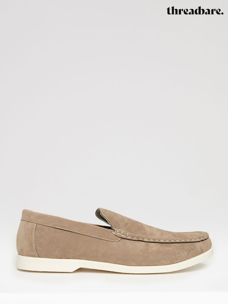 Threadbare Brown Light Faux Suede Slip On Loafers (W38073) | £38