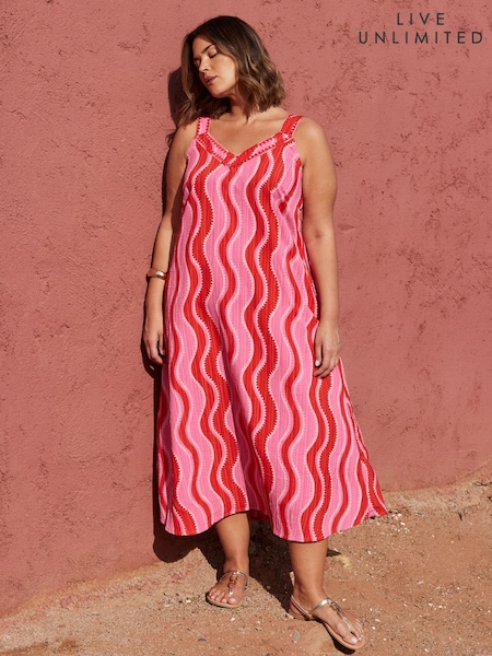 Live Unlimited Pink Swirl Print Midi Dress (W38079) | £89