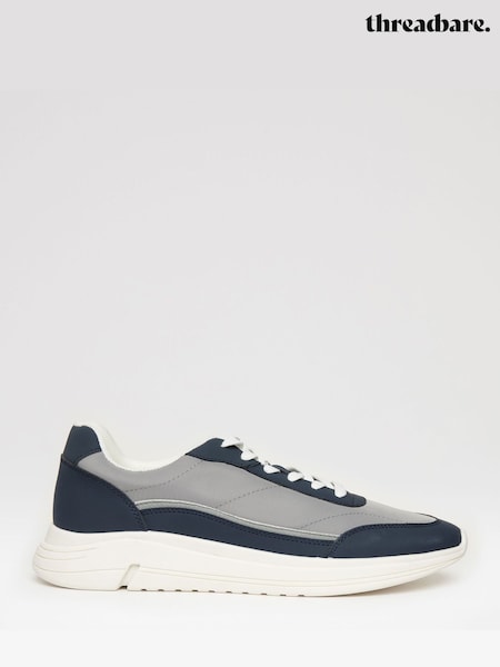 Threadbare Blue Retro Panelled Court Trainers (W38082) | £40