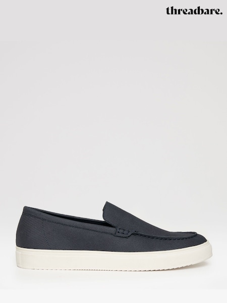 Threadbare Blue Textured Slip On Loafers (W38085) | £38