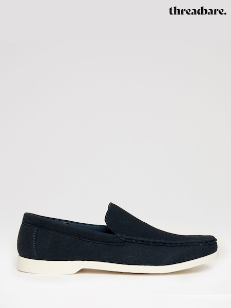 Threadbare Navy Faux Suede Slip On Loafers (W38089) | £38