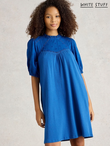 White Stuff Blue 100% Organic Cotton Lea Dress (W38216) | £65