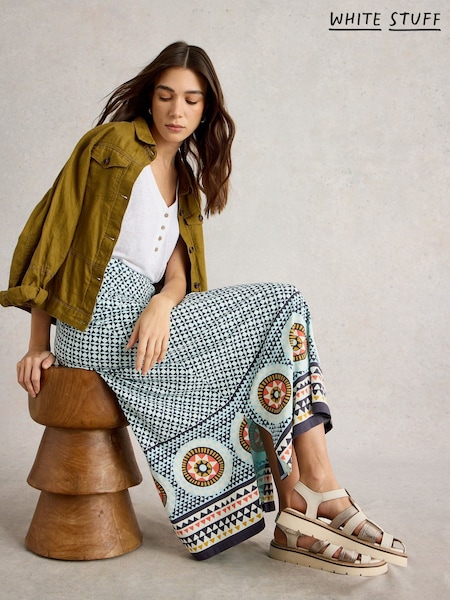 White Stuff Blue Fay Jersey Maxi Column Skirt (W38217) | £55