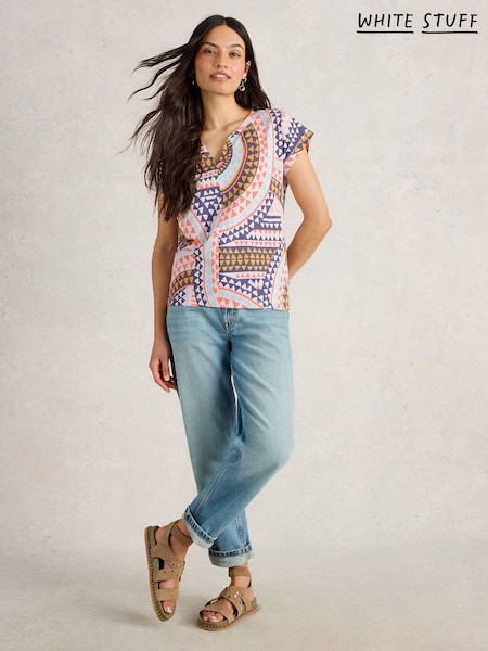 White Stuff Natural Nelly Notch Neck 100% Cotton T-Shirt (W38236) | £29.50
