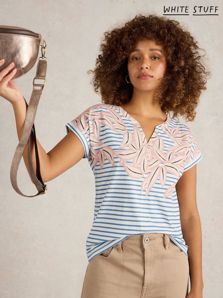 White Stuff White Nelly Notch Neck 100% Cotton T-Shirt (W38237) | £29.50