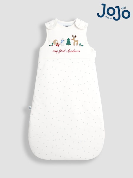 JoJo Maman Bébé White My First Christmas Embroidered Sleeping Bag (W38468) | £32