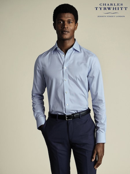 Charles Tyrwhitt Blue Slim Fit Egyptian Fine Stripe 100% Cotton Shirt (W38567) | £75