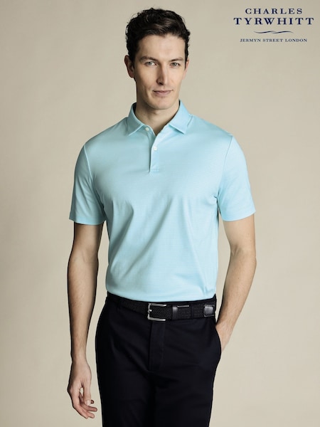 Charles Tyrwhitt Green Printed Performance Polo Shirt (W38602) | £65