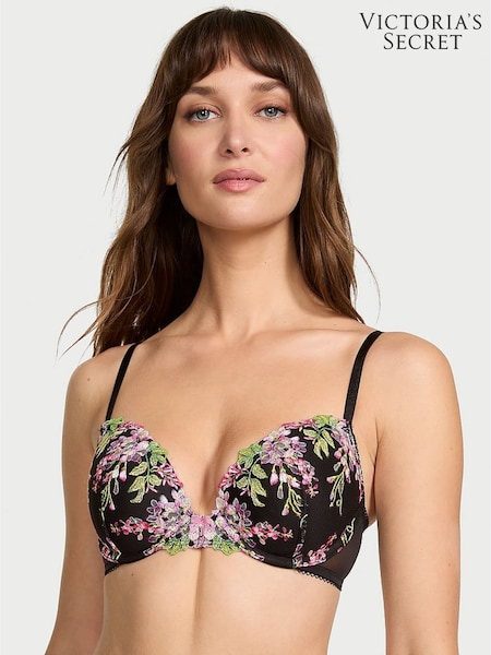 Victoria's Secret Black Push Up Wisteria Embroidery Bra (W38698) | £69