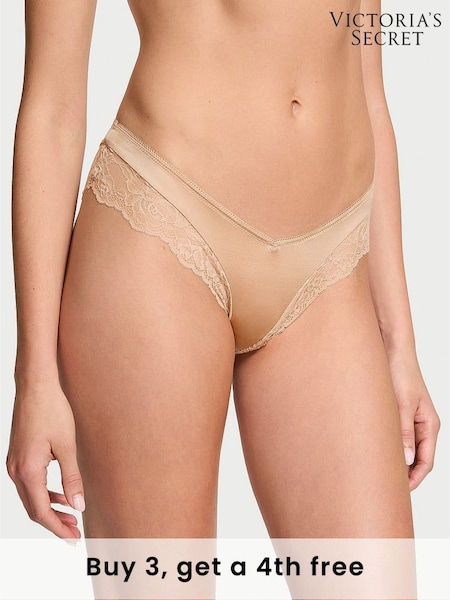 Victoria's Secret Praline Nude Cheeky Rose Lace Trim Knickers (W38702) | £14