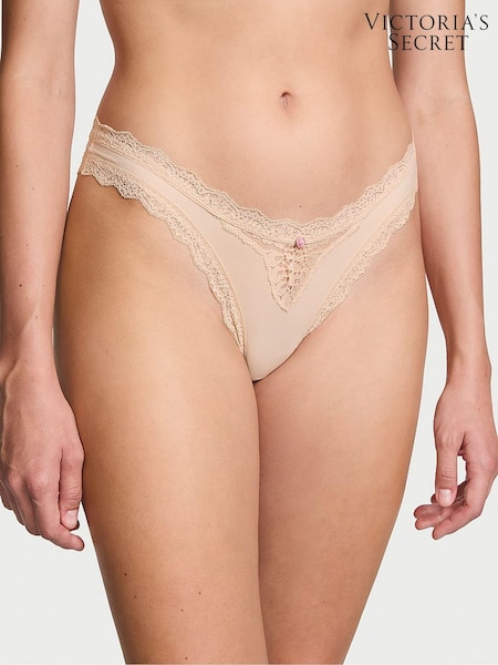 Victoria's Secret Marzipan Nude Lace Trim Brazilian Knickers (W38727) | £14
