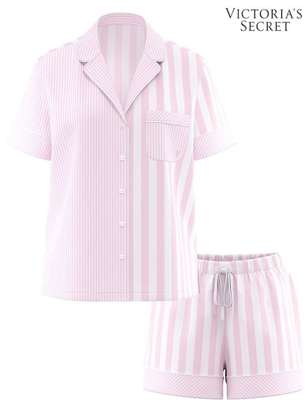 Victoria's Secret Pretty Blossom Pink Stripe Cotton Short Pyjamas Set (W39126) | £45