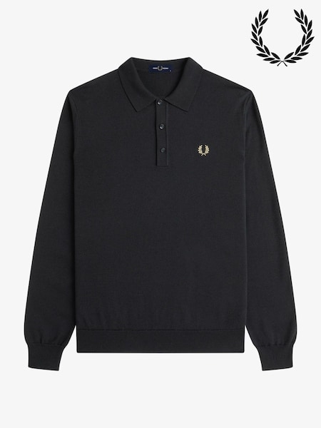 Fred Perry Black Classic LS Knitted Shirt (W39205) | £140